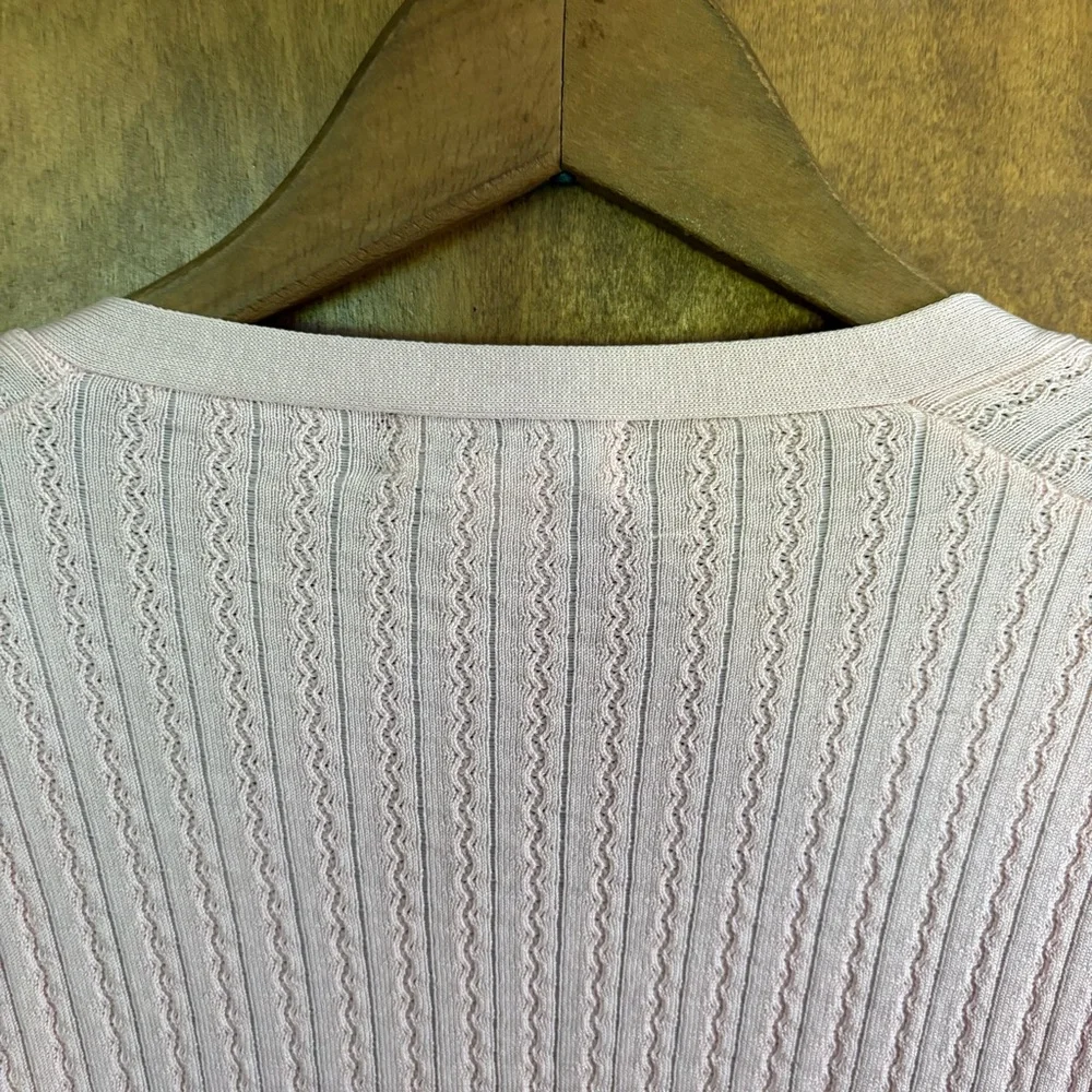 Vintage Brooks Brothers Pastel Pink Cable Knit Button Down Cardigan Silk Large - Picture 9 of 13